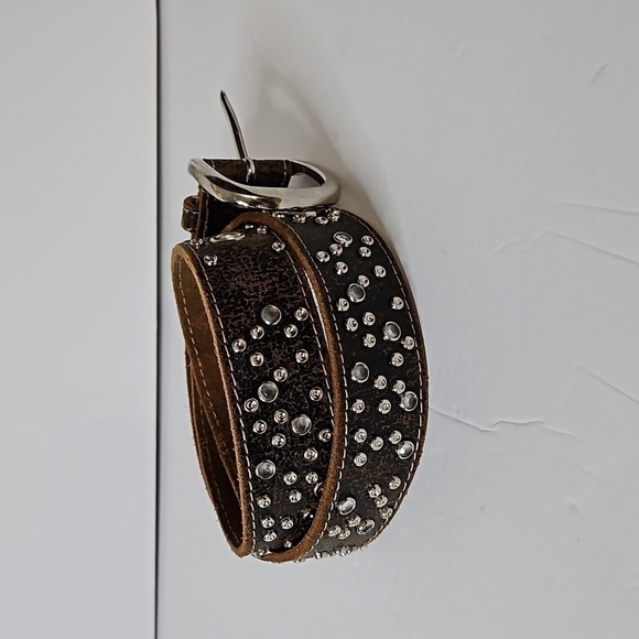 Jeweled Leather Belt Brown   Pre-owned - Picture 3 of 7